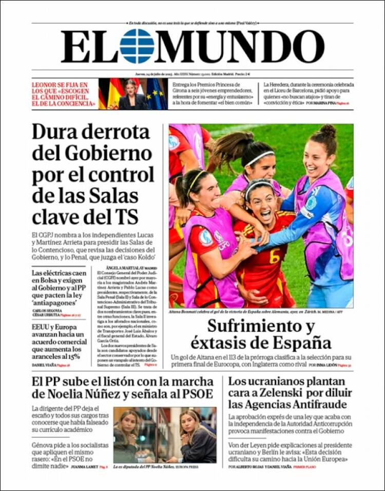 Portada de El Mundo (Spain)