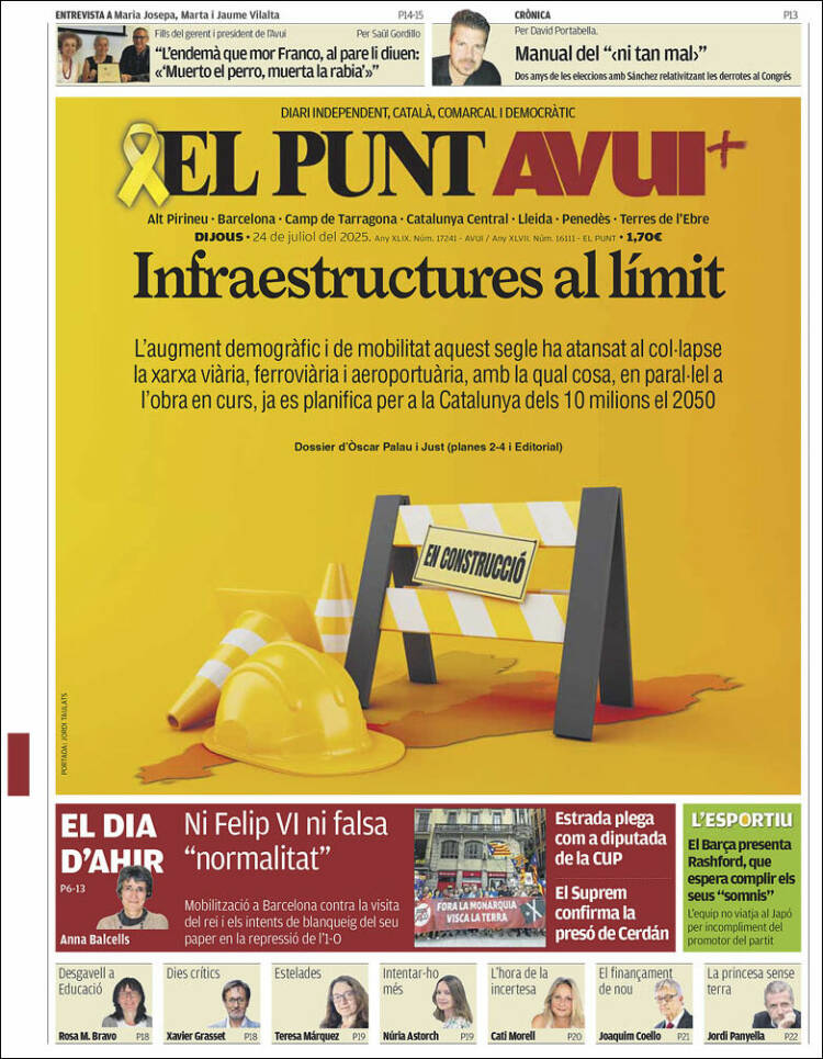 Portada de El Punt Avui (España)