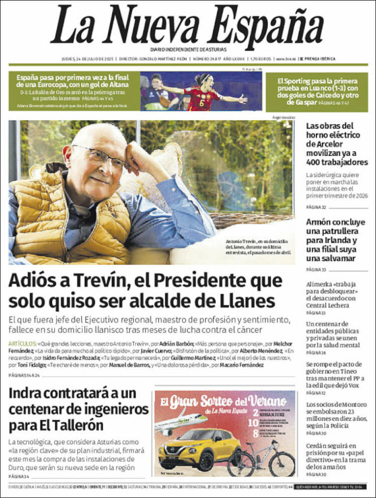 Portada de La Nueva España (España)