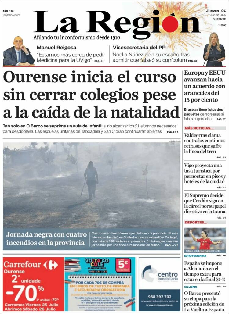 Portada de La Región de Ourense (España)