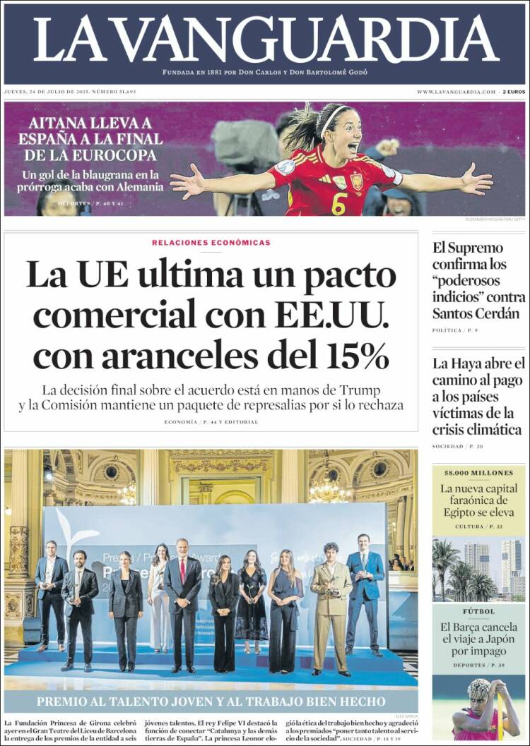 Portada de La Vanguardia (Spain)