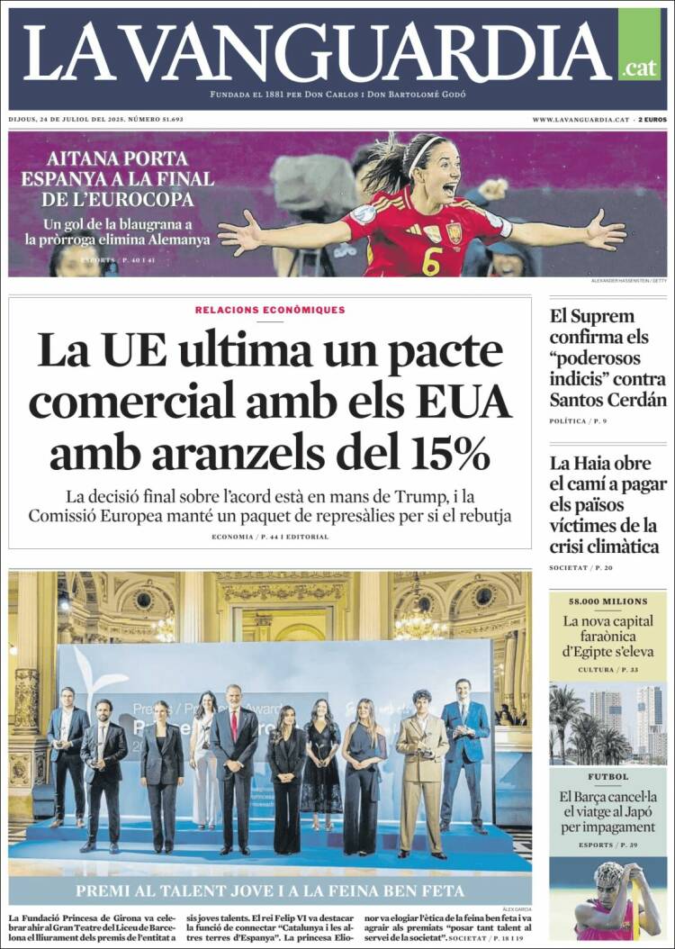 Portada de La Vanguardia (España)