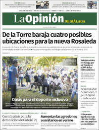 Portada de La Opinión de Málaga (España)
