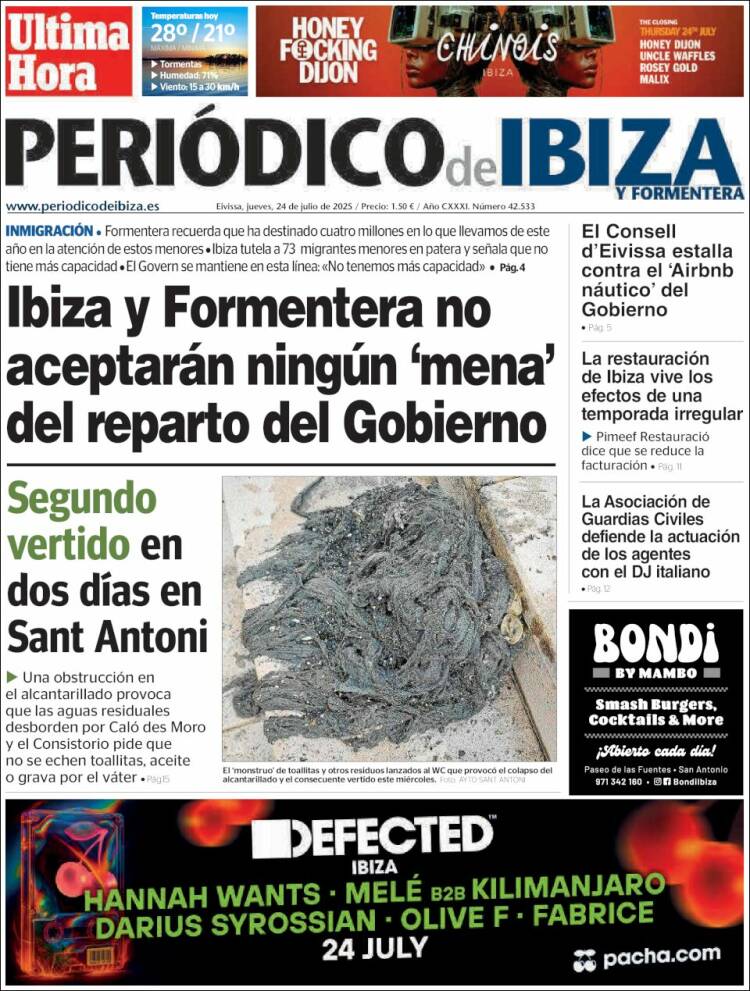 Portada de Periódico de Ibiza (España)