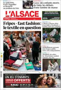 Portada de Journal L'Alsace (Francia)