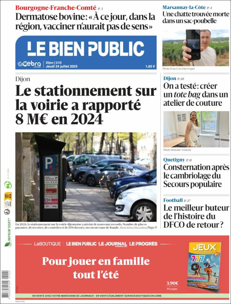Portada de Le Bien Public (Francia)