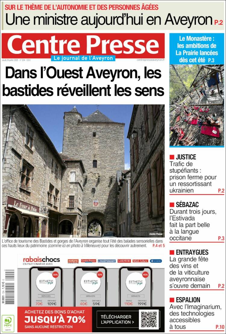 Portada de Centre Presse (Francia)