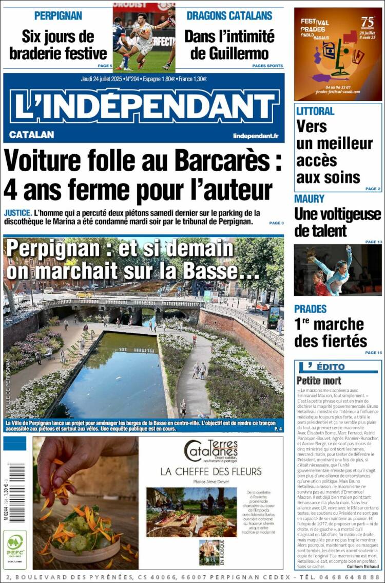 Portada de Le Indépendant (Francia)
