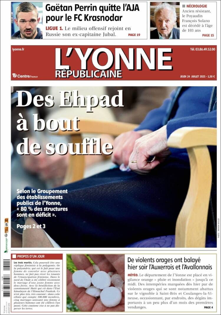 Portada de L'Yonne-Républicaine (Francia)