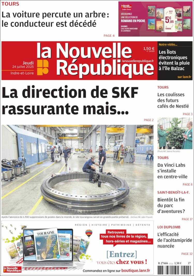 Portada de La Nouvelle Republique (France)