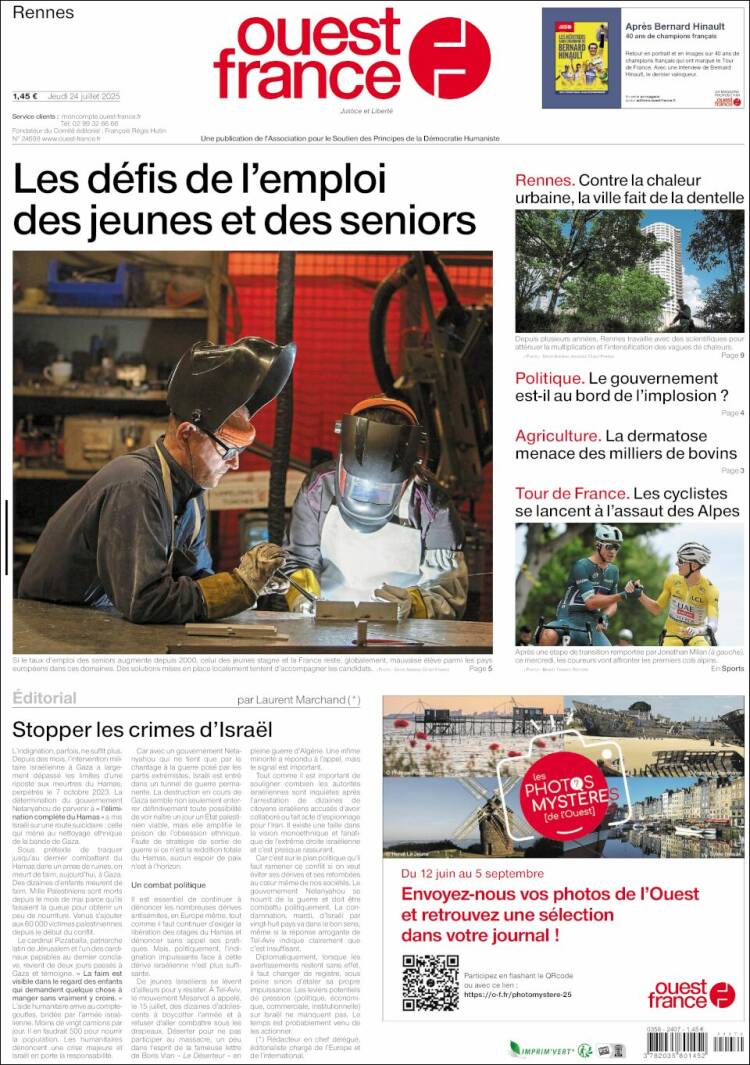 Portada de Ouest France (Francia)