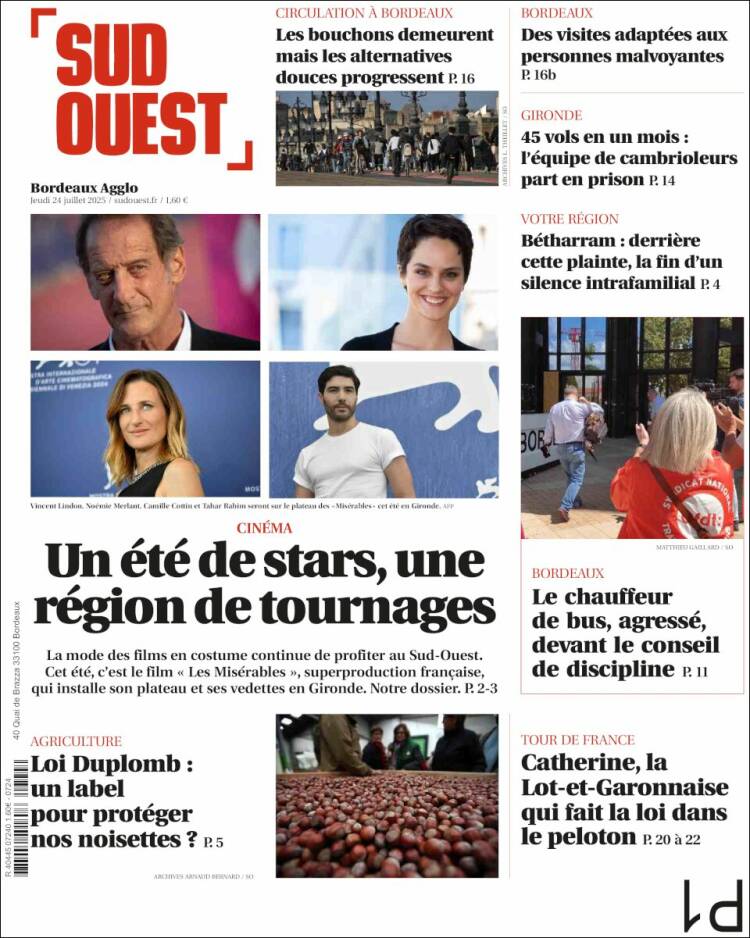 Portada de Sud Ouest (Francia)