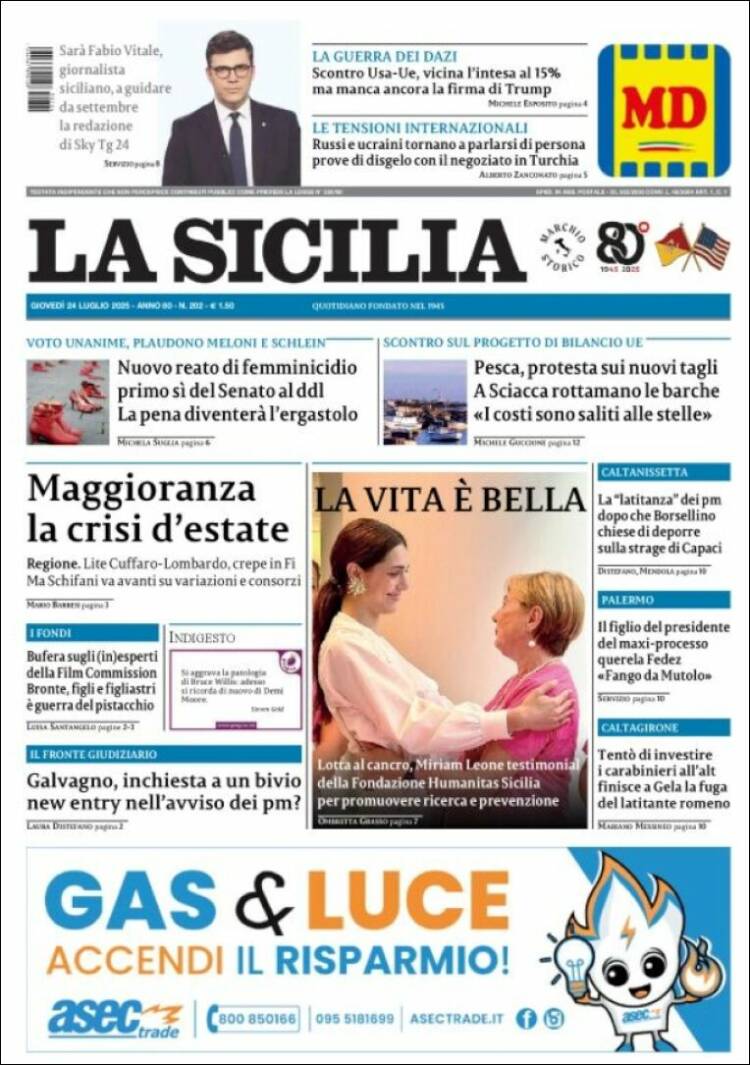 Portada de La Sicilia (Italy)