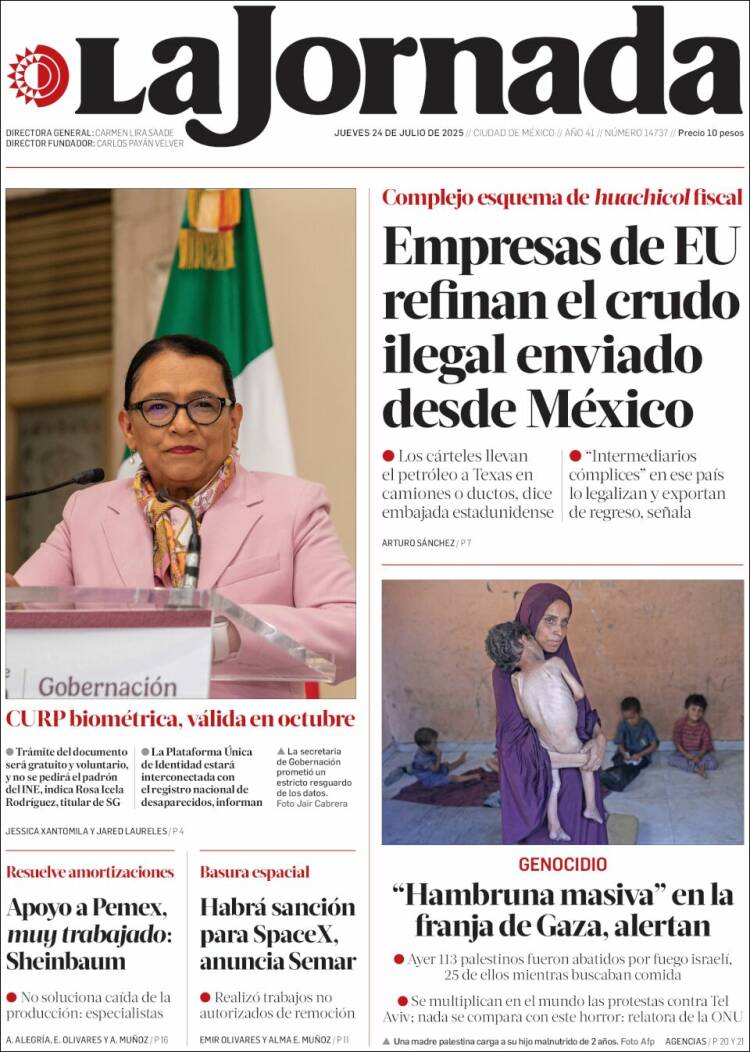 Portada de La Jornada (México)