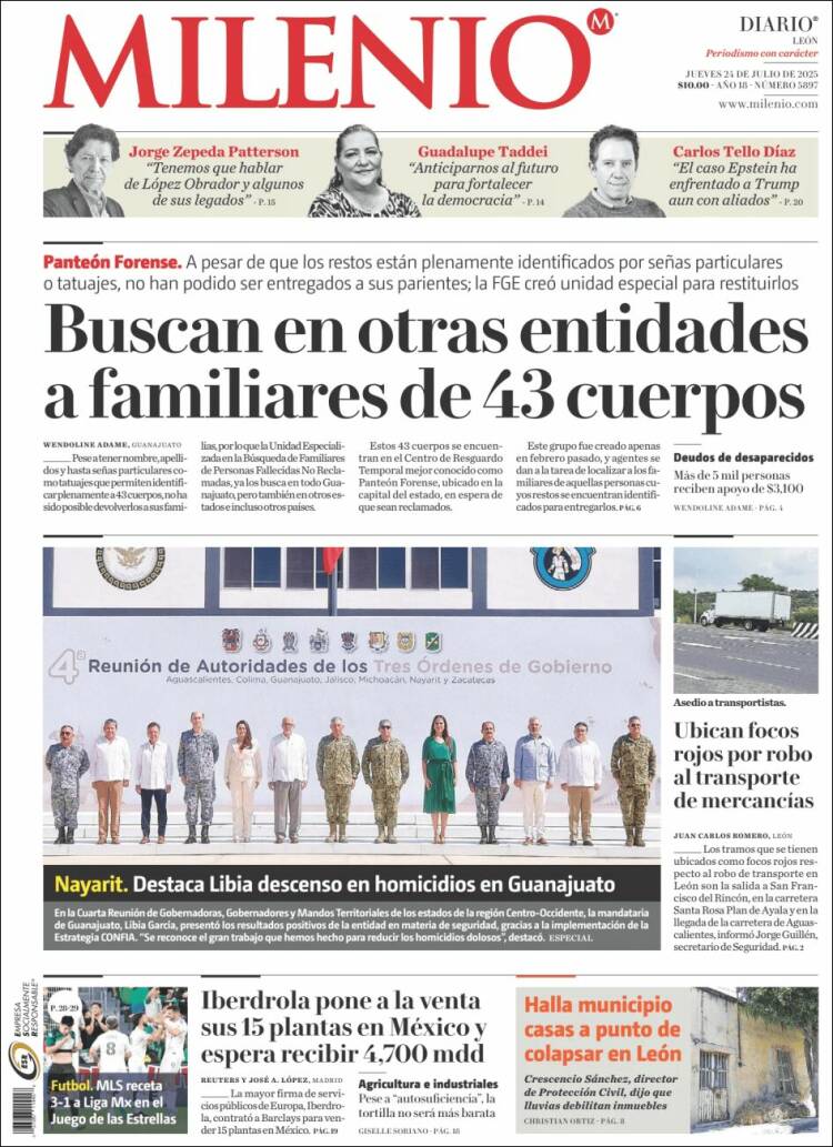 Portada de Milenio de León (México)