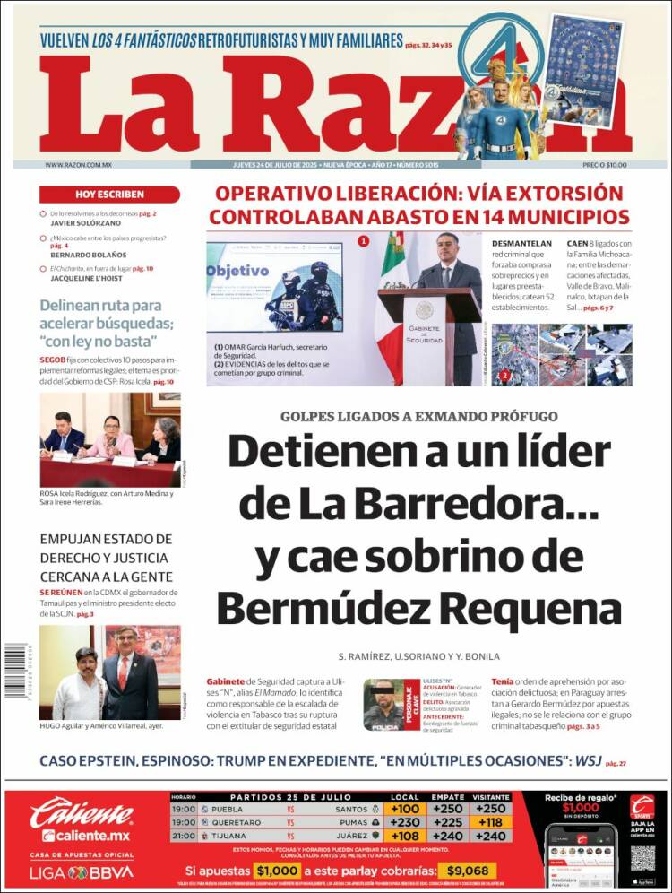 Portada de La Razón (México)