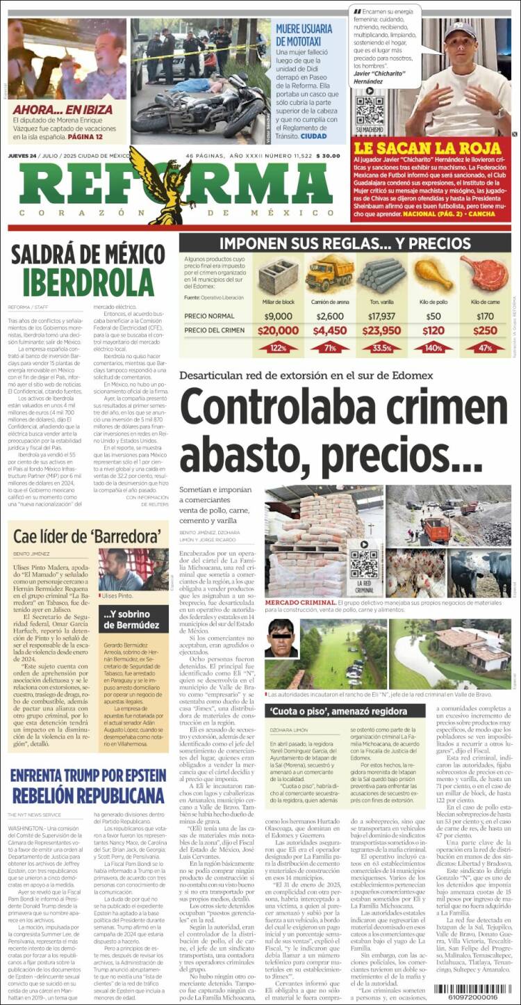 Portada de Reforma (México)