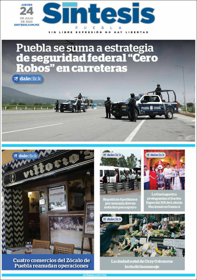 Portada de Síntesis - Puebla (México)
