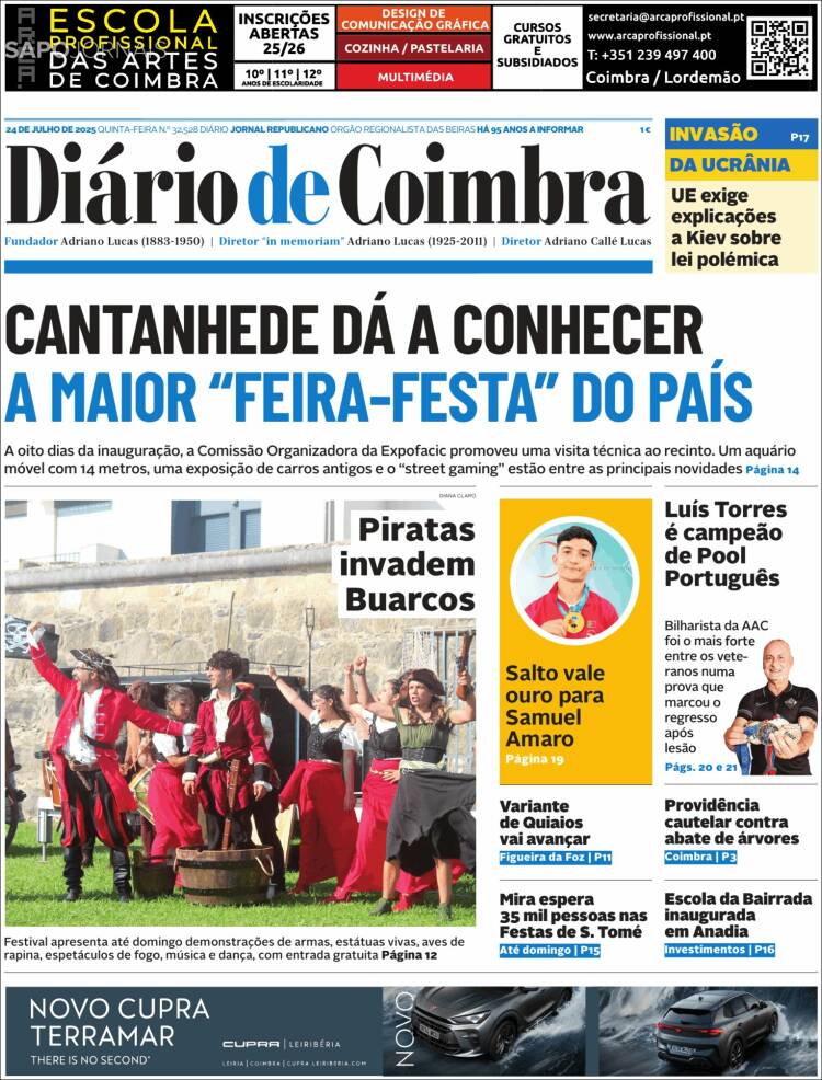 Portada de Diário de Coimbra (Portugal)