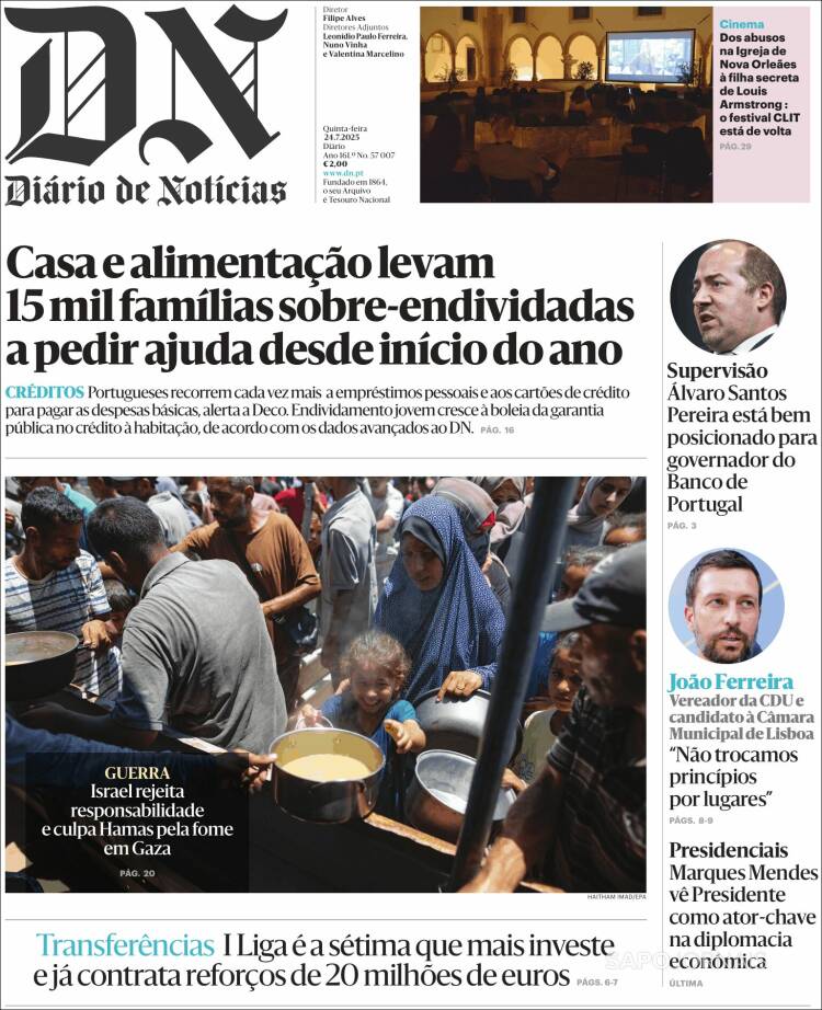 Portada de Diário de Noticias (Portugal)