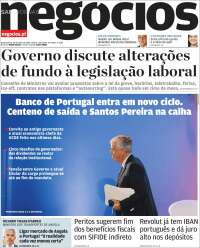 Portada de Jornal de Negócios (Portugal)
