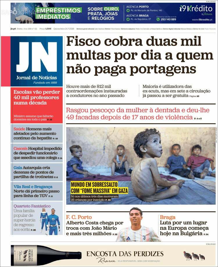 Portada de Jornal de Notícias (Portugal)