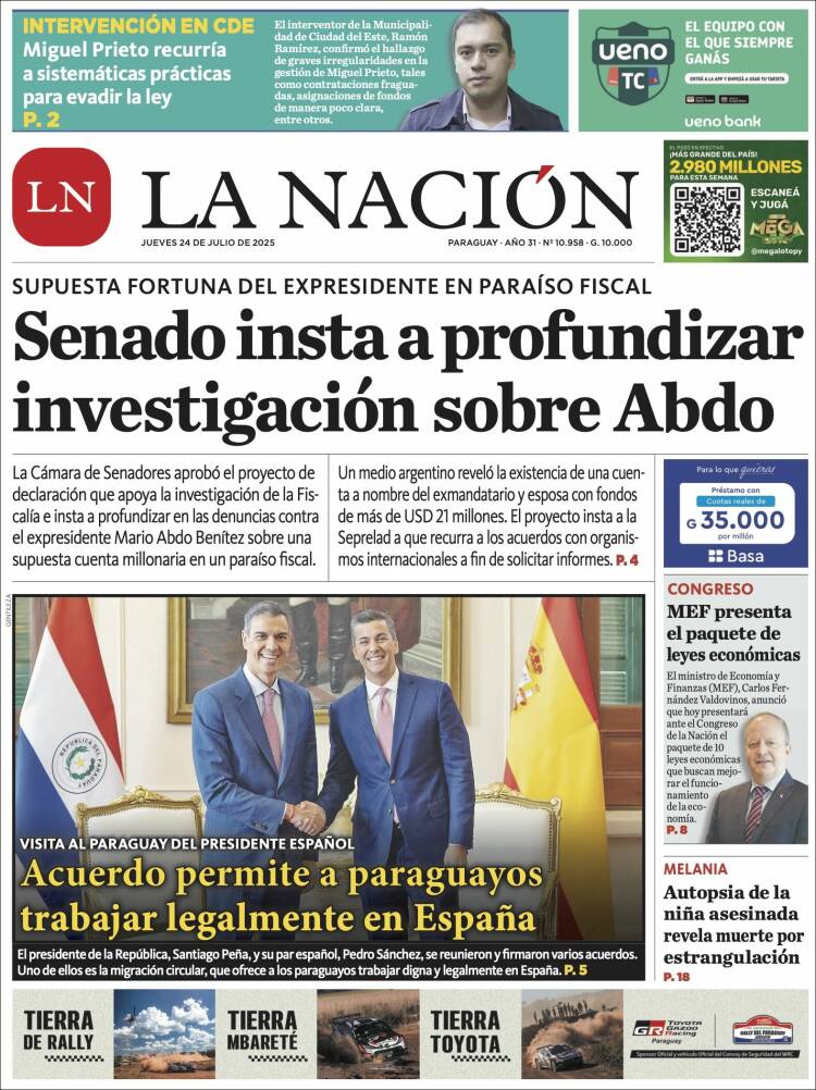 Portada de La Nación (Paraguay)