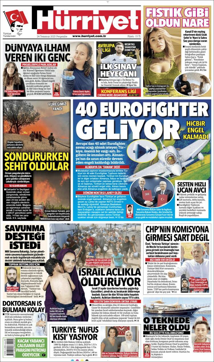 Portada de Hürriyet (Turquía)