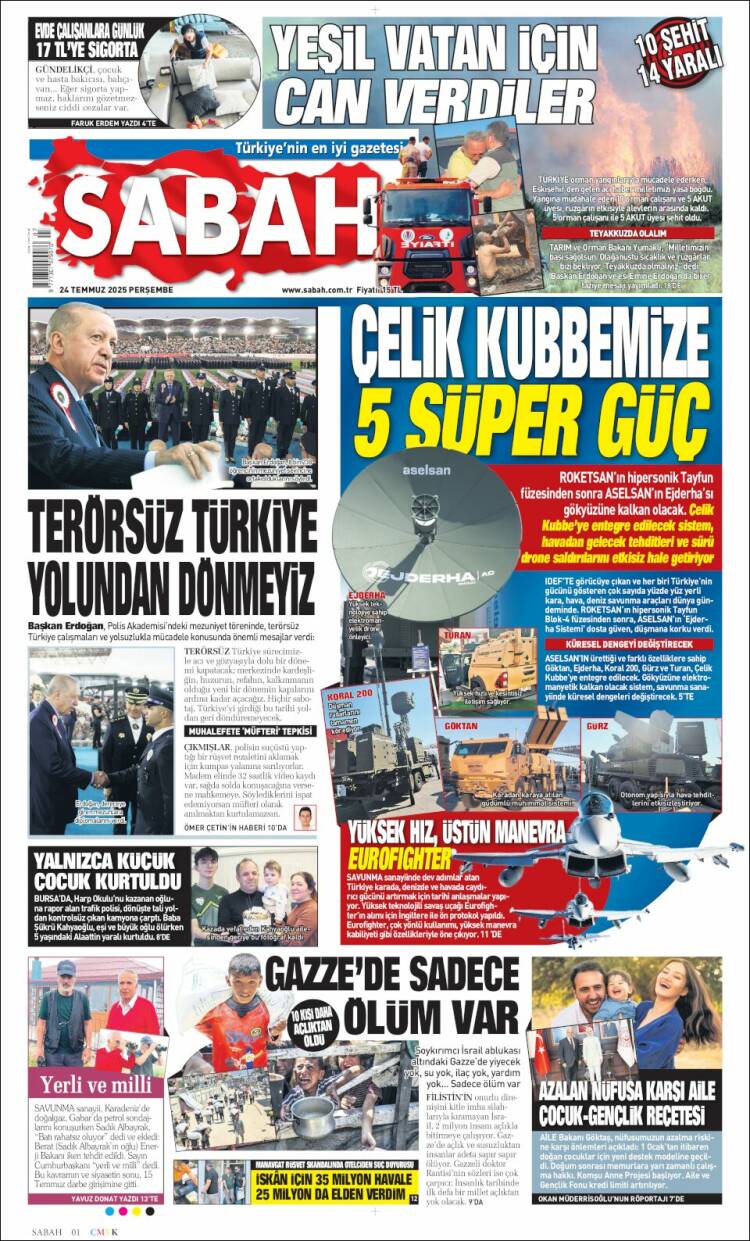 Portada de Sabah (Turquía)