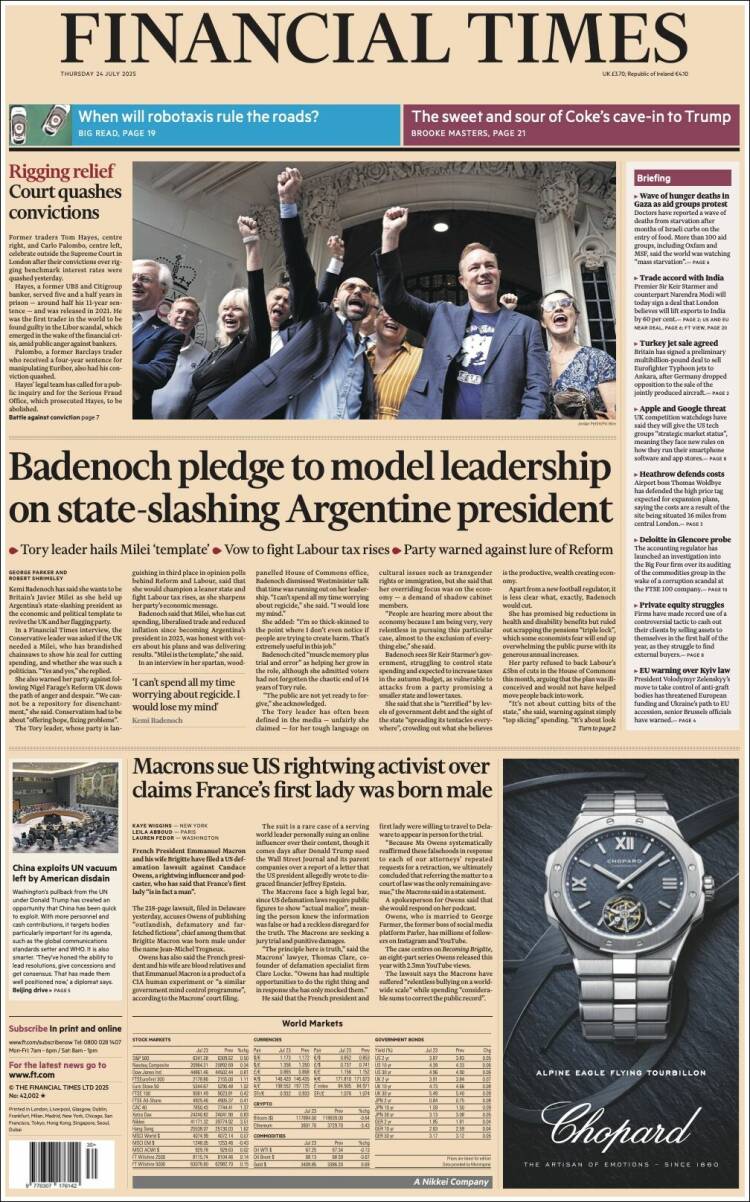 Portada de Financial Times (Royaume-Uni)