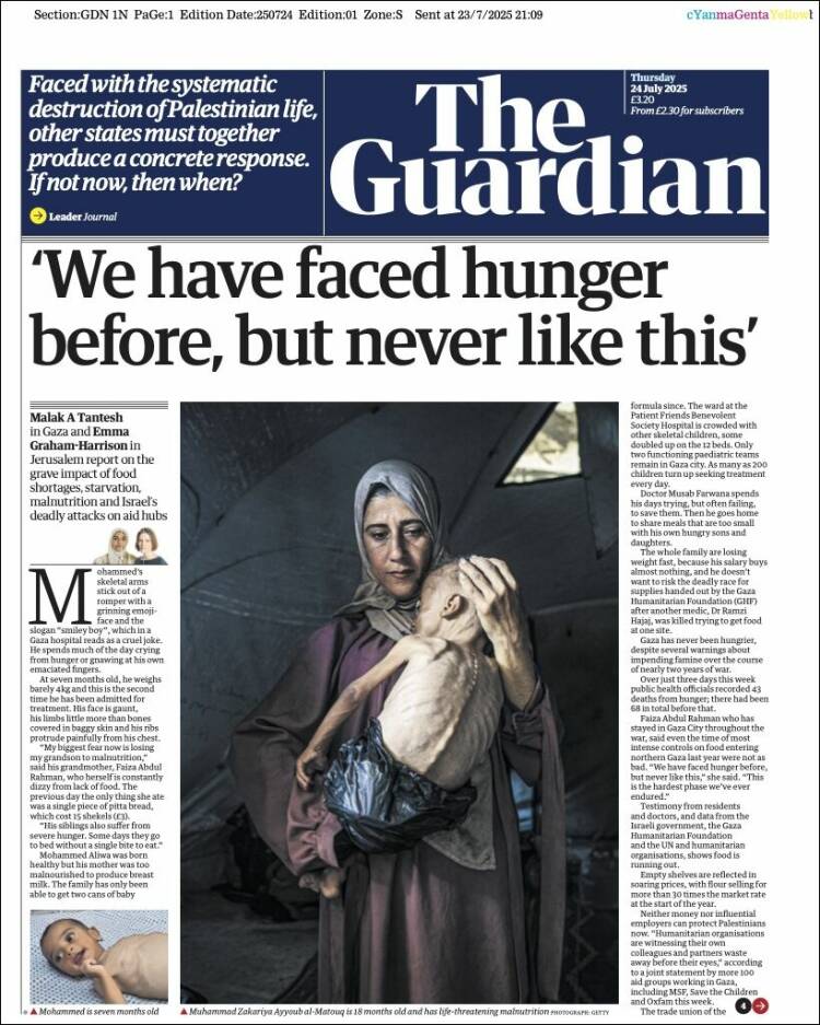 Portada de The Guardian (Reino Unido)