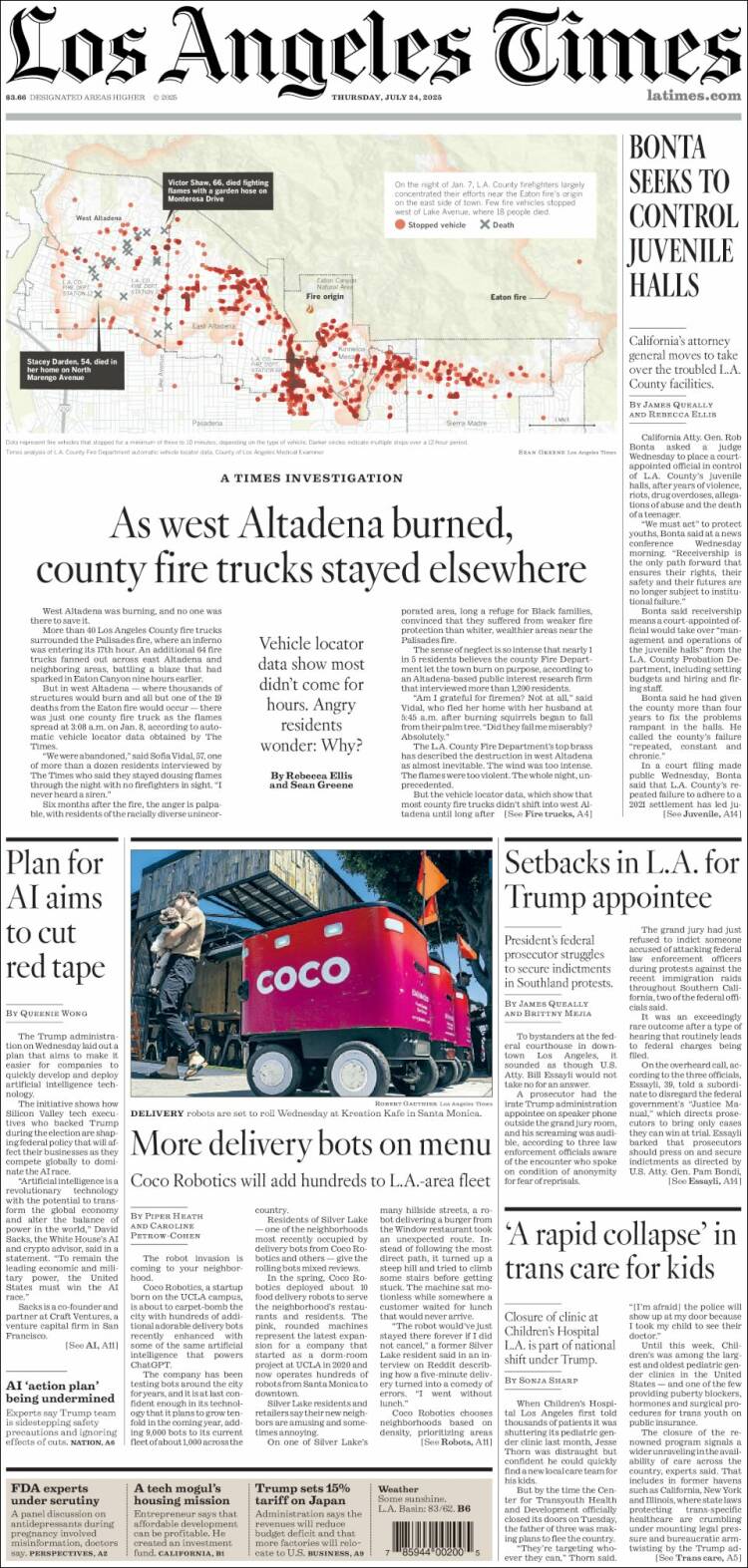 Portada de Los Angeles Times (USA)