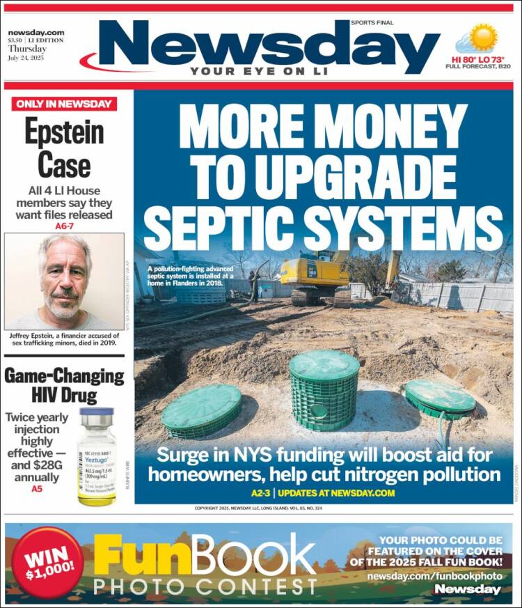 Portada de Newsday (USA)