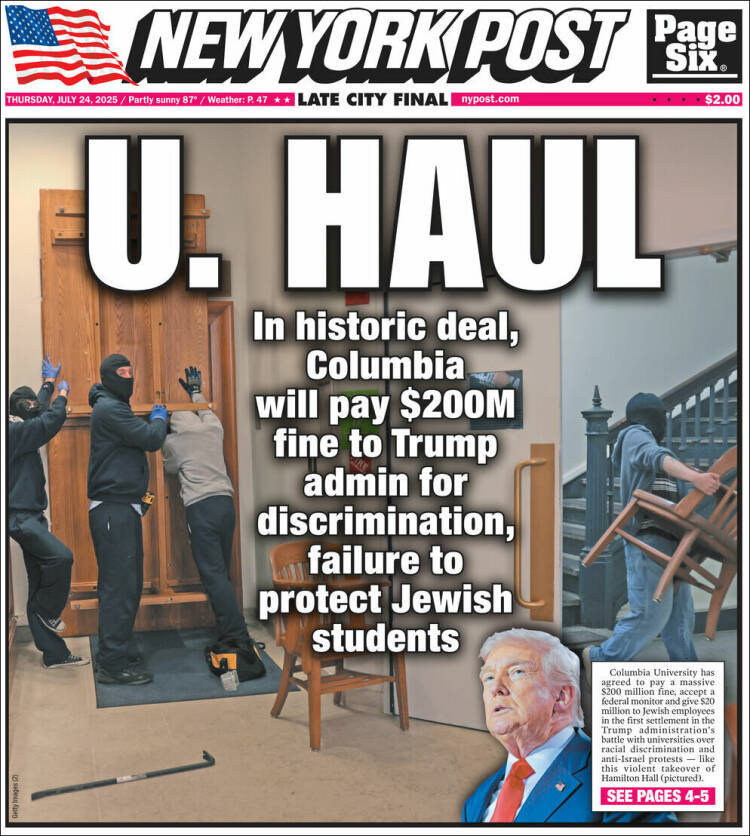 Portada de New York Post (USA)