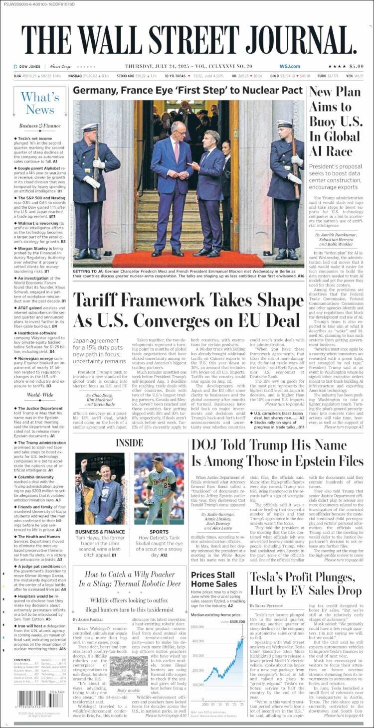 Portada de Wall Street Journal (USA)