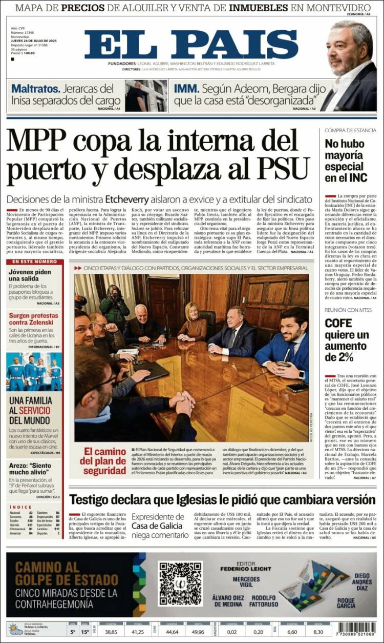 Portada de El País (Uruguay)