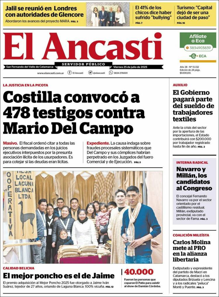 Portada de El Ancasti (Argentina)