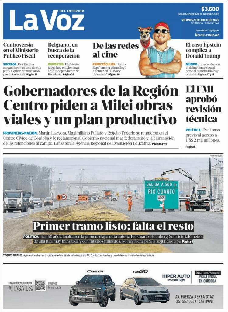 Portada de La Voz del Interior (Argentina)