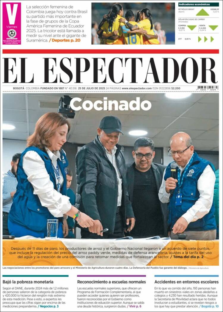 Portada de El Espectador (Colombia)