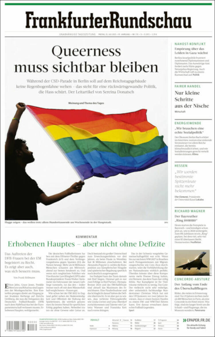 Portada de Frankfurter Rundschau (Alemania)