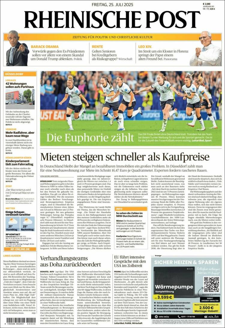 Portada de Rheinische Post (Alemania)