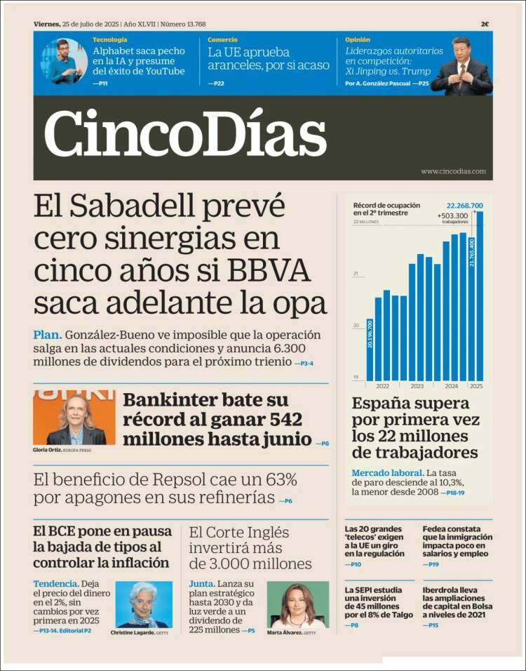 Portada de Cinco Días (España)