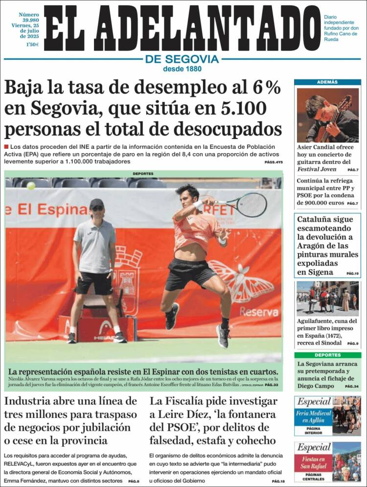 Portada de El Adelantado de Segovia (España)
