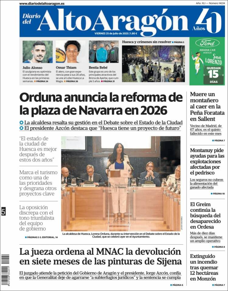 Portada de Diario del AltoAragón (España)