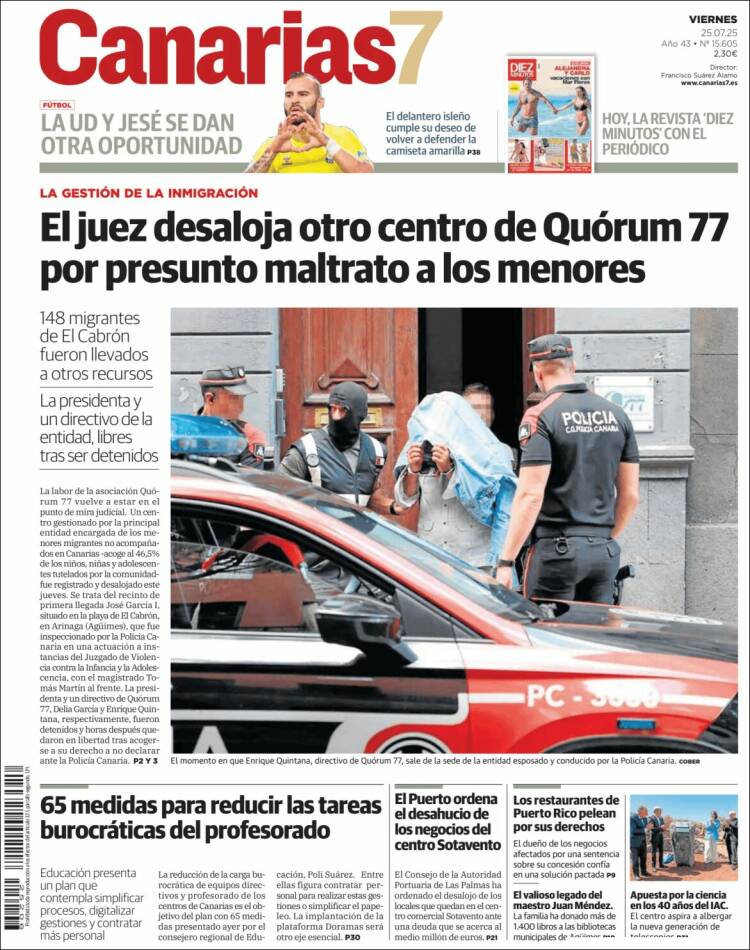Portada de Canarias 7 (España)