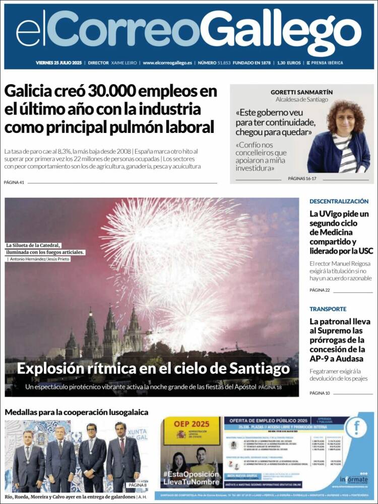 Portada de El Correo Gallego (España)