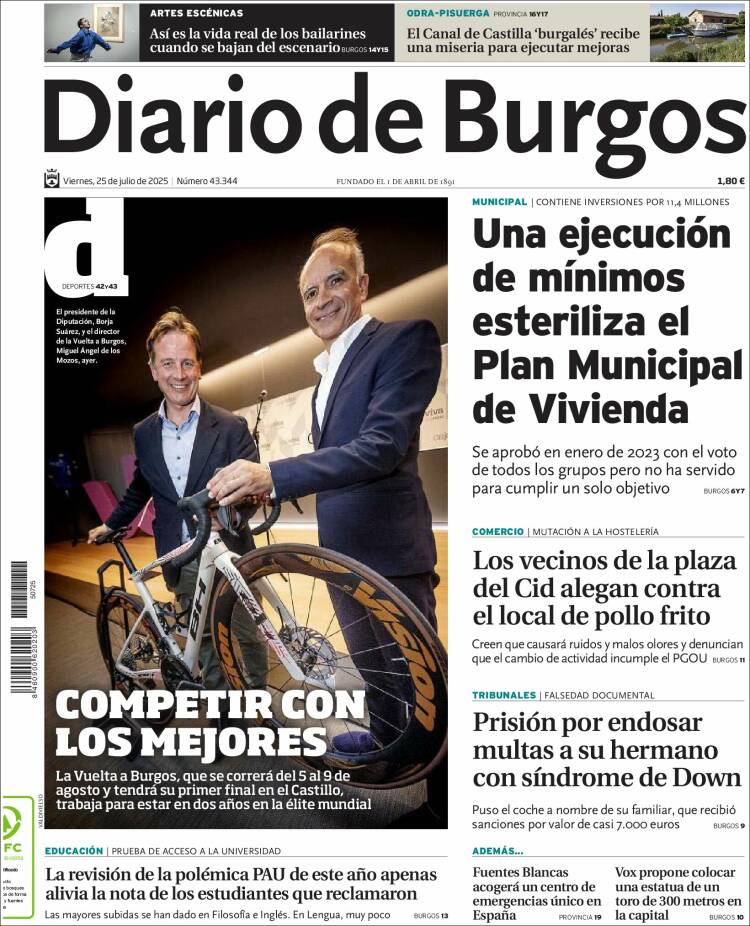 Portada de Diario de Burgos (Spain)