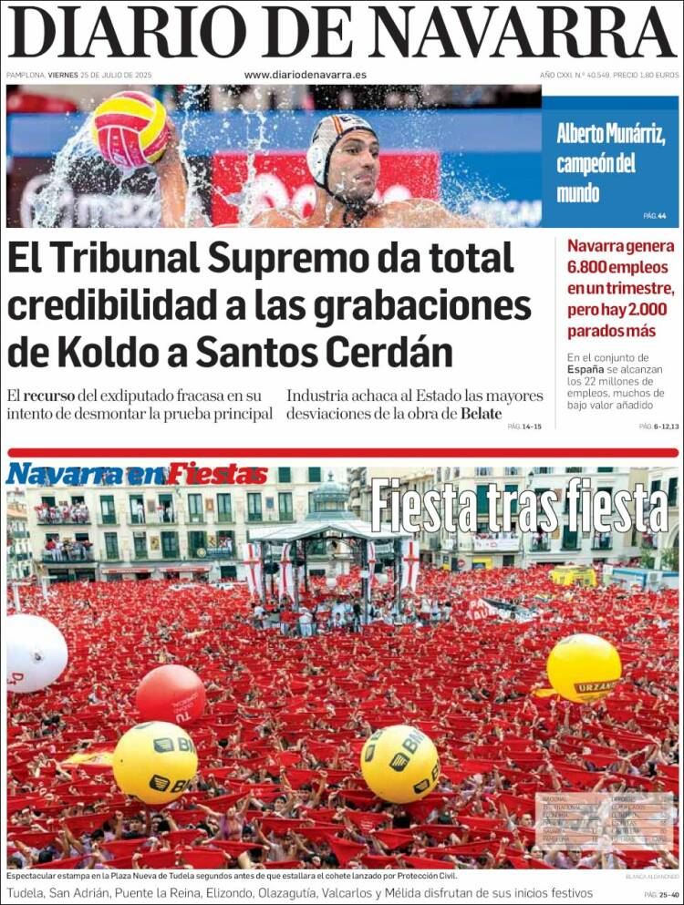 Portada de Diario de Navarra (España)