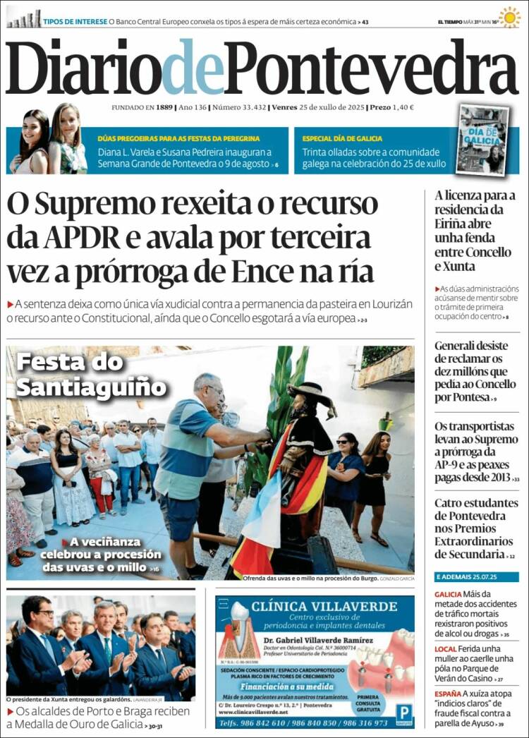 Portada de Diario de Pontevedra (España)