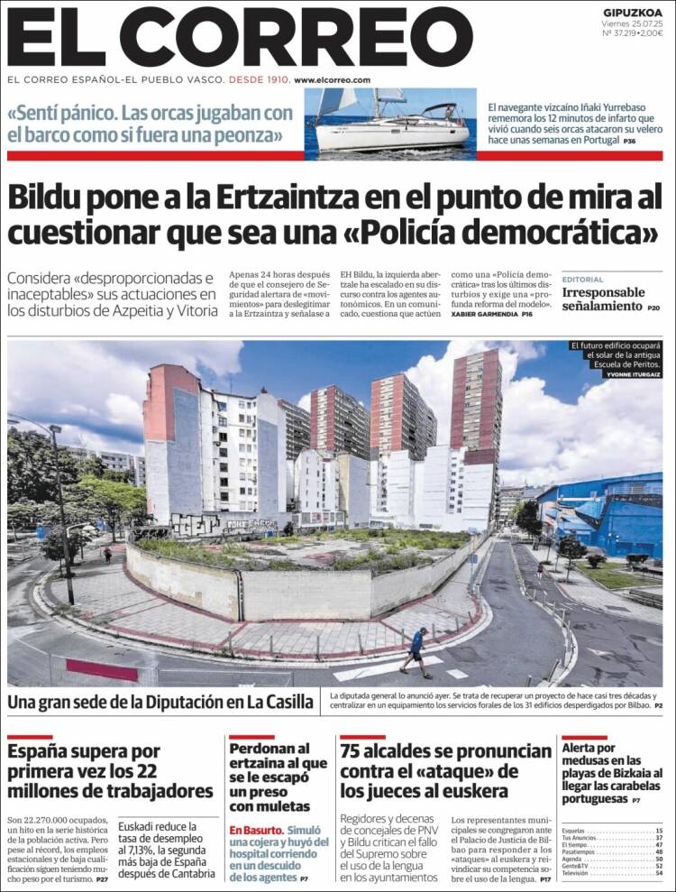 Portada de El Correo - Guipuzcoa (España)
